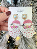 Heart Eyes Santa Earrings in Pink