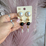Linear Pearl & Ball Earrings