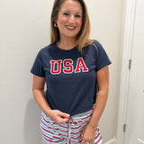 USA Baby Tee in Navy