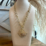 Sunburst Oval Pendant Necklace