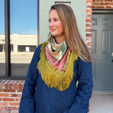 Crane Silk Fringe Scarf
