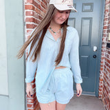 Sage Stripe Set- Shorts
