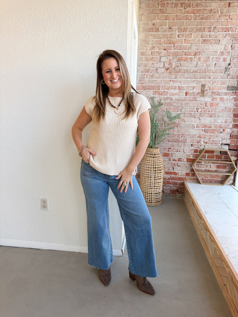 Wide Leg Medium Wash Jeans