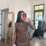 Chestnut Plaid Mesh Top
