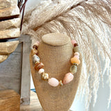 Multi Shape Marble Necklace in Light Pink