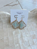 Clover Shape Beaded Earrings in Light Blue