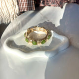 Faceted Round Stone & Textured Bracelet - Olive