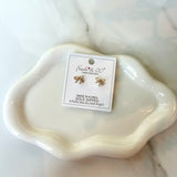 Pave CZ Bow & Pearl Studs