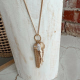 Fish,Shell & Tassel Drop Necklace