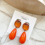 70s Style Earrings- Orange