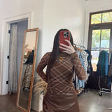 Chestnut Plaid Mesh Top