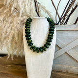 Geometric Rondelle & CCB Ball Necklace - Olive