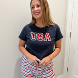 USA Baby Tee in Navy