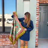 Crane Silk Fringe Scarf