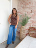 High Rise Raw Hem Ankle Wide Leg Jeans