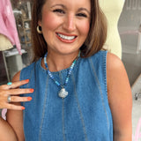 Shell Shaped Charm Necklace in Blues