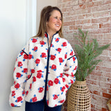 Red Floral Fleece Jacket