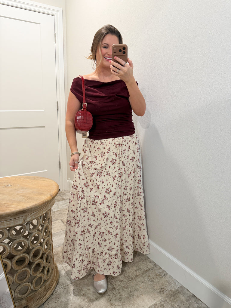 Holiday Bling Off the Shoulder Top