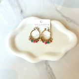 Multi Color Mix Glass W/ Ring Earrings