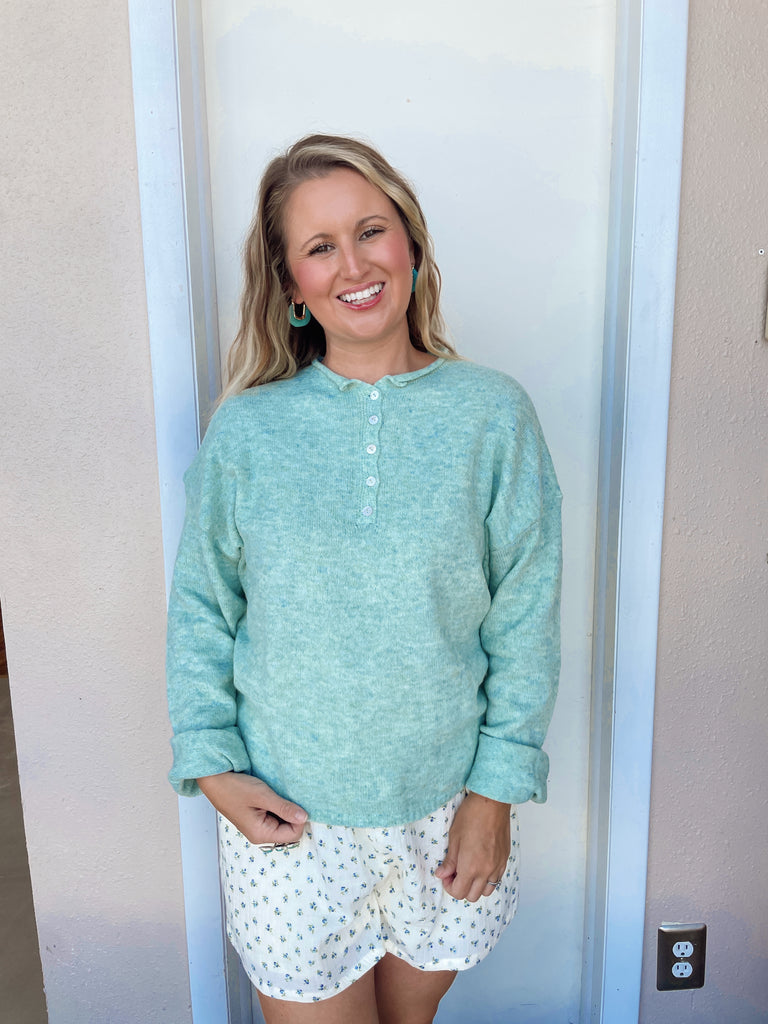 Spring Breeze Cardigan in Seafoam