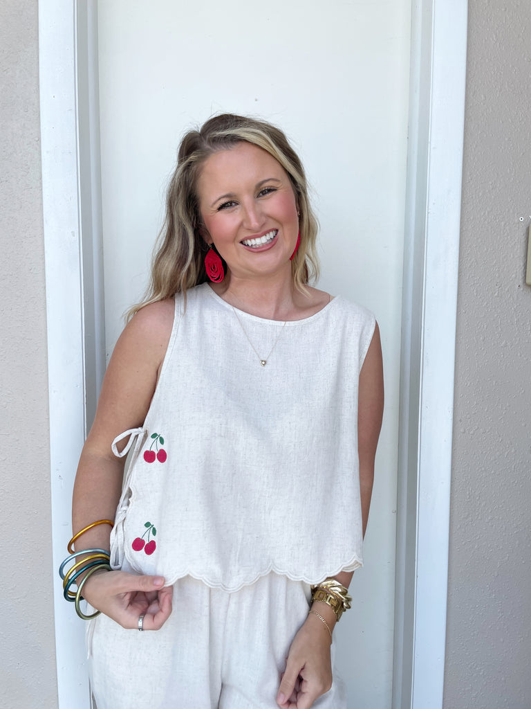 Cherry Linen Set- Top
