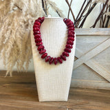 Geometric Rondelle & CCB Ball Necklace - Burgundy
