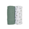 Cotton Swaddles 2 Pack- Bunnies & Fern