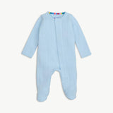 Blue Love Lines Pointelle Magnetic Footie