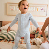 Blue Love Lines Pointelle Magnetic Footie