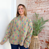 Mocha Floral Fleece Jacket