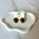 Framed Round Wood Earrings