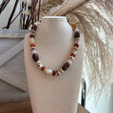Tropical Brown Beaded- Necklace