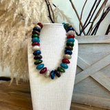 Geometric Rondelle & CCB Ball Necklace - Dark Multi