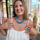 Chunky Rondelle Bead Necklace- Light Blue