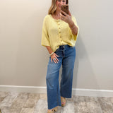 High Rise Crop Slim Wide Jeans