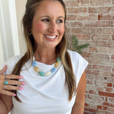 Oval Bead Necklace in Blues