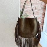 On the Fringe Bag- Olive