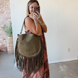 On the Fringe Bag- Olive