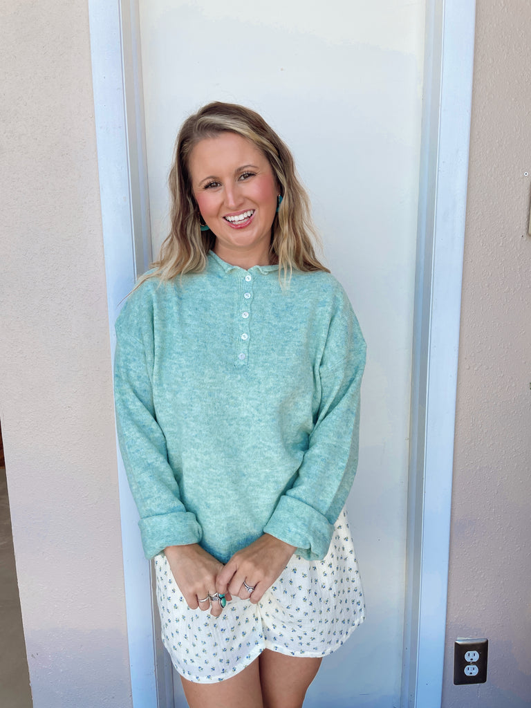 Spring Breeze Cardigan in Seafoam
