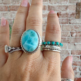 Turquoise 925 Sterling Silver Studded Ring- Bright