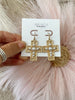 Hammered Cross Pearl Earrings