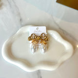 Teardrop Pearl Bow Earrings