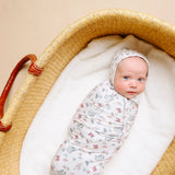Copper Pearl Knit Swaddle Blanket- Minnie Mouse Bowquet