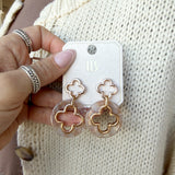 Clover Cutout 2 Layer Earrings in Cream