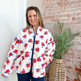 Red Floral Fleece Jacket