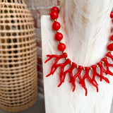 Red Round Coral Necklace