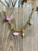 Gold Charm Necklace Pink