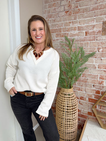 Denim Detail Sweater