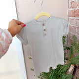 Quincy Mae Short Sleeve One-Piece Sage Micro Stripe