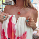 Orange Starfish Pendant Necklace